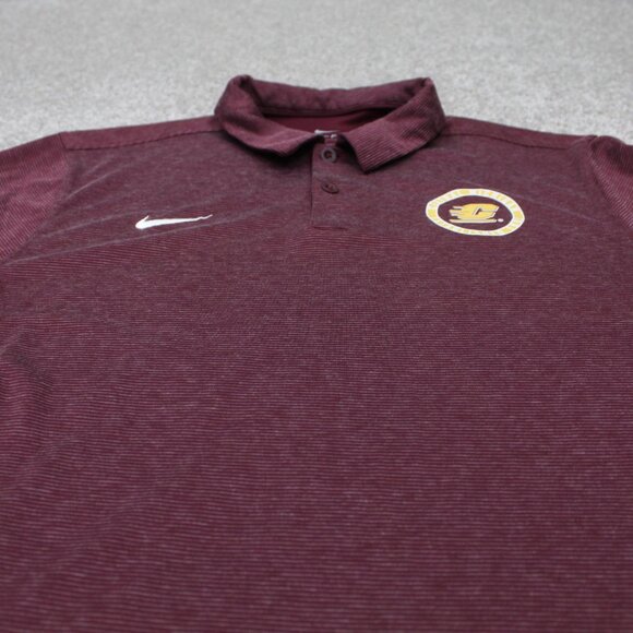 Nike Central Michigan Polo Shirt Men Small Red CMU Dri-Fit Short Sleeve Pullover - Picture 4 of 11
